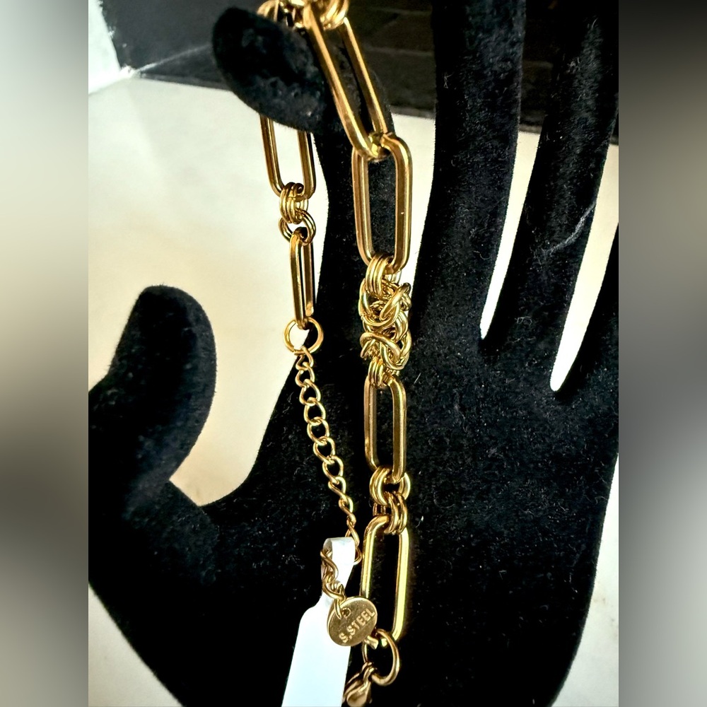 NWT Gold Chain Bracelet stainless steel paperclip chain bracelet New
